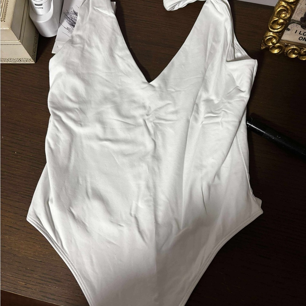 Babaton Ivory V-Neck bodysuit